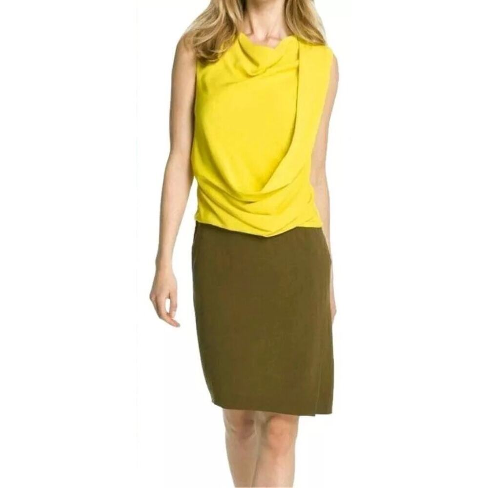 Diane von Furstenberg Leala Combo Silk Dress Yellow / Brown Size 8